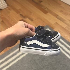 Vans Blue and White Sneakers with Iconic Jazz Stripe